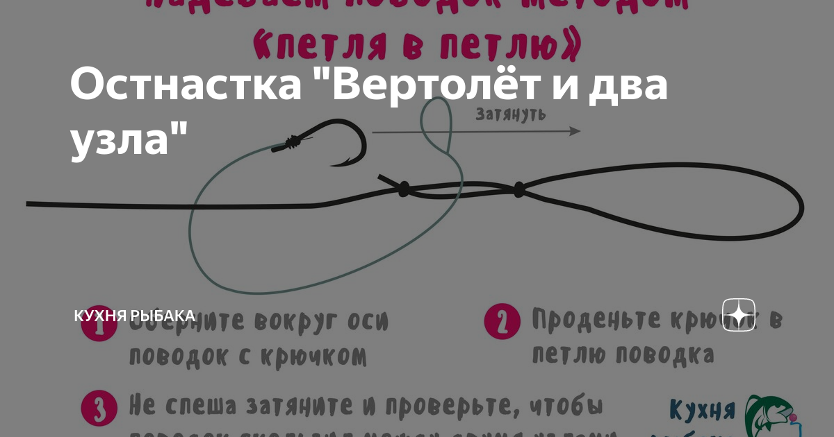 Оснастка «вертолет и два узла» для фидера, схема для ловли карпа