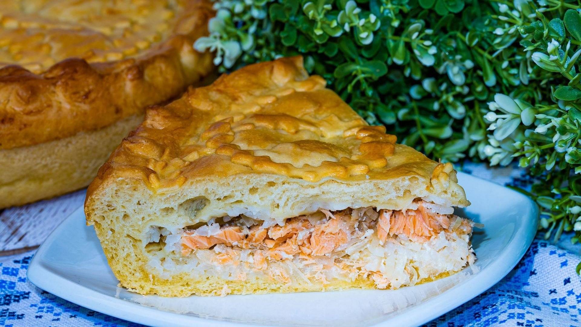 Пирог с рыбой и рисом | вкусные рецепты